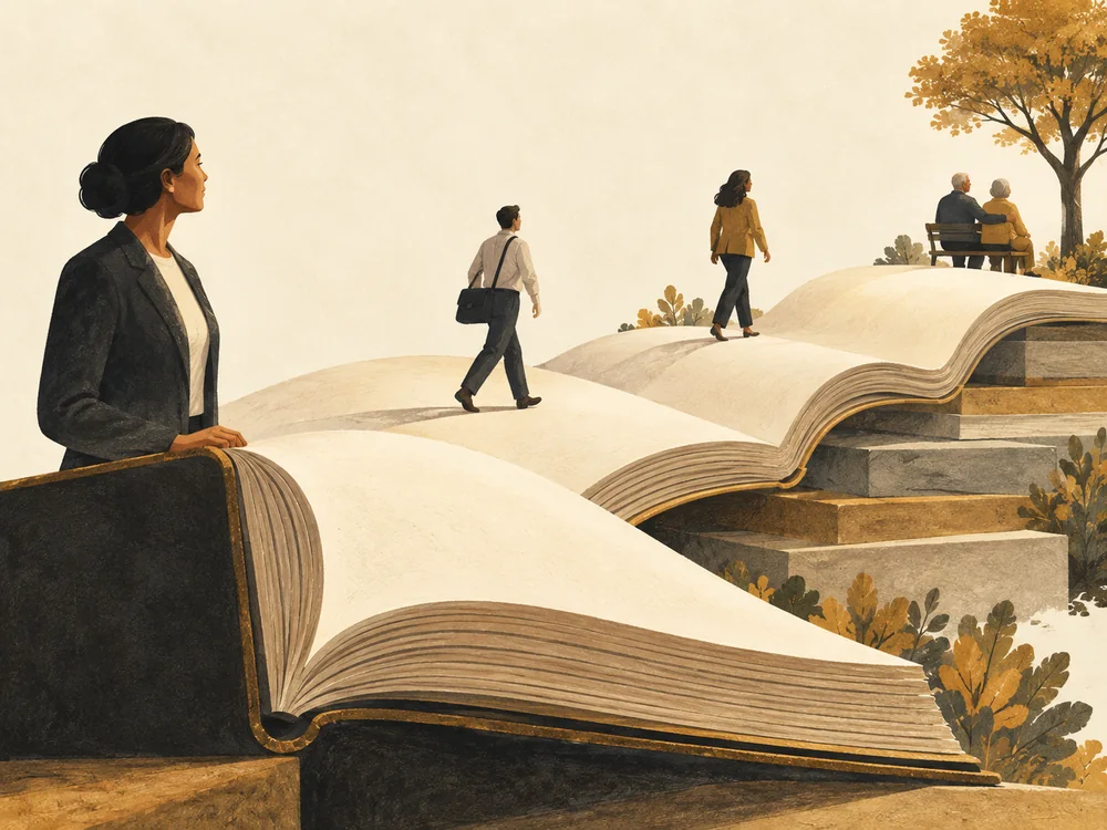 A plan fiduciary holds an open record that becomes a path through working life and retirement.