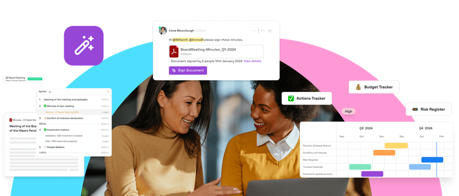 Teams collaborating on governance work with Knowa powered by PSCA for US retirement plans