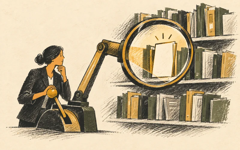 A trustee uses a lens to bring historical records into view while retaining control of the decision.