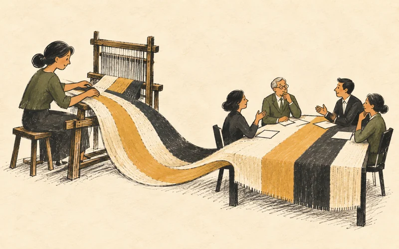A secretary weaves separate strands of board work into one orderly fabric.
