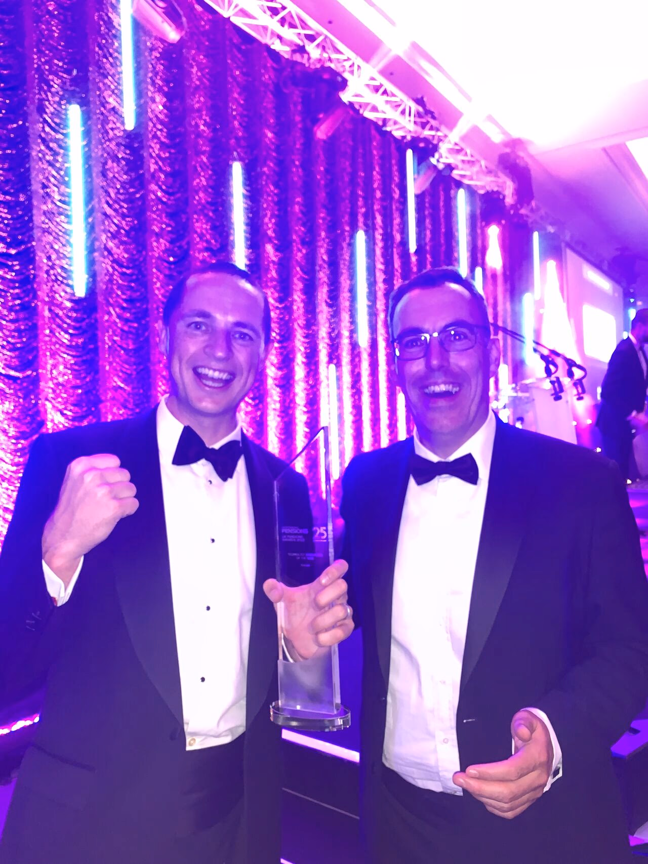 Aled Davies collecting the award